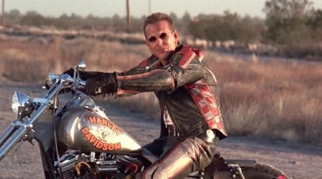 The leather jacket-biker Harley Davidson (Mickey Rourke) in Harley