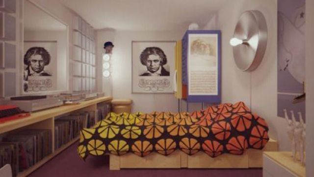 Le couvre-lit "hexagones" dans Orange Mécanique