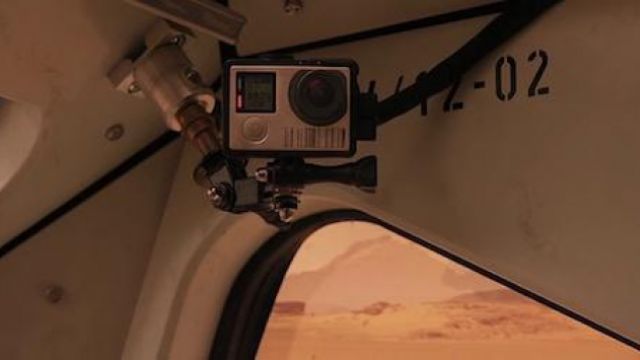 The GoPro camera in the Rover by Mark Watney (Matt Damon) in a Single on March