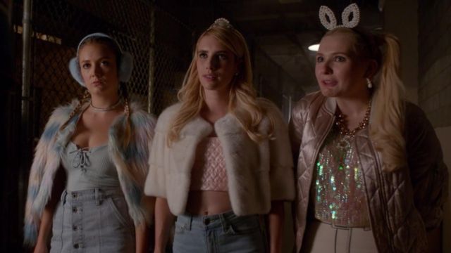 WornOnTV: Chanel's pink CC top and front button skirt on Scream Queens, Emma Roberts