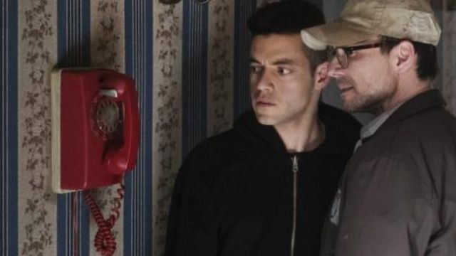 The wall-mounted phone, red in Mr Robot