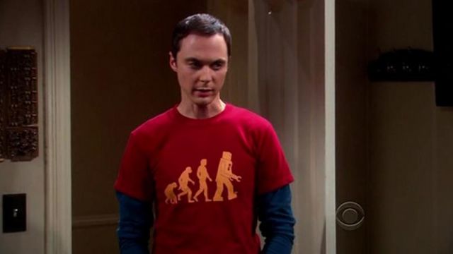 Le t-shirt "évolution" de Sheldon Cooper dans The Big Bang Theory