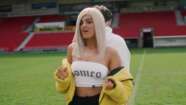 Romeo White Tube Top worn by Bebe Rexha as seen in Back to You Video Clip of Louis Tomlinson