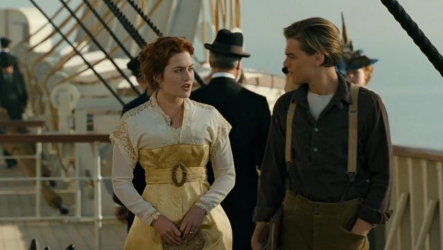 The dress retro the white and yellow Rose DeWitt Bukater (Kate Winslet) in  Titanic | Spotern