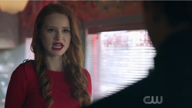 The red bow detail jumper by Ted Baker worn by Cheryl Blossom (Madelaine Petsch) in Riverdale 2x06