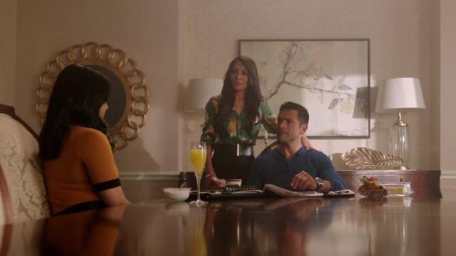 The green blouse by Alice + Olivia worn by Hermione Lodge (Marisol Nichols) in Riverdale 2x03