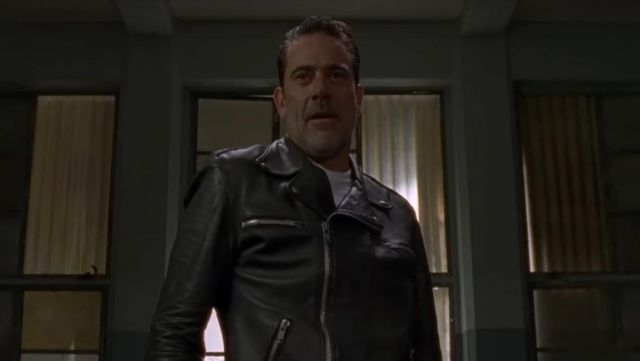 CHICAGO-FASHIONS Negan Jacket Walking Dead S7 Jeffrey Dean Morgan Black Biker Leather Jacket