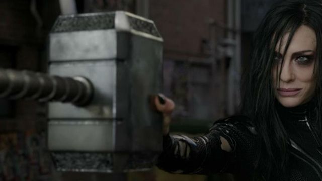 The replica of the hammer Mjolnir of Thor (Chris Hemsworth) in Thor Ragnarok