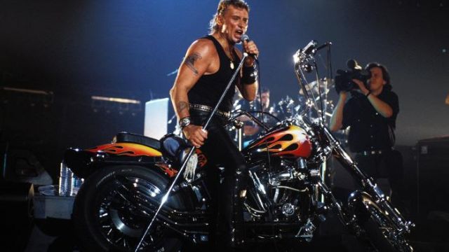 Harley-Davidson 1340 Softail Johnny Hallyday during his concert at Bercy in 1992