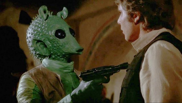 Le masque en latex de Greedo (Paul Blake) dans Star Wars IV : Un nouvel espoir