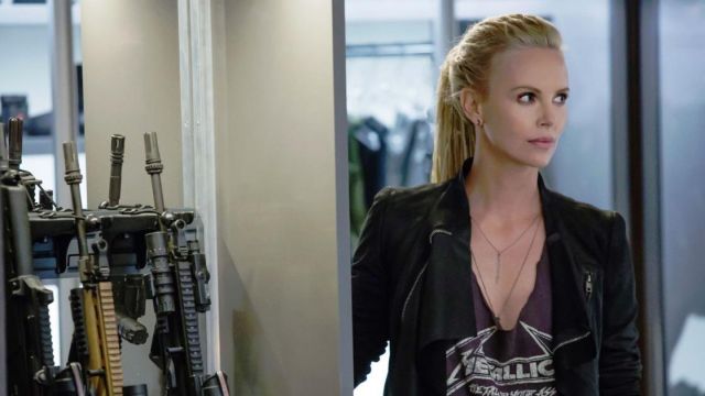 Leather Jacket worn by Cipher (Charlize Theron) as seen in The Fate and The Furious