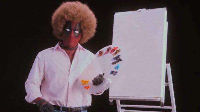 The wig afro Deadpool (Ryan Reynolds) for the promo of Deadpool 2