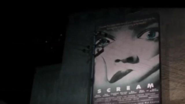 The poster for the film Scream Wes craven's preview in Black Mirror S03E04
