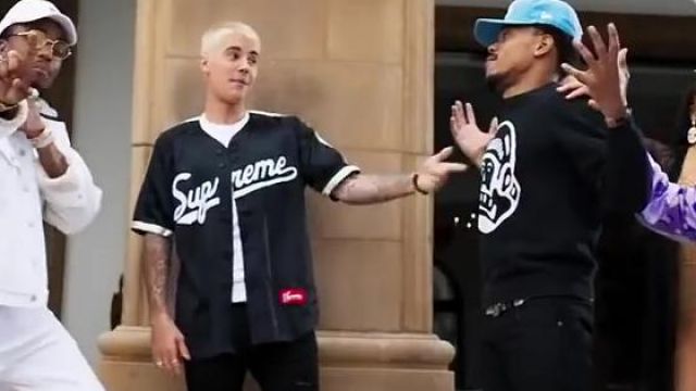 The black jersey Supreme Justin Bieber in the clip I m the one DJ Khaled