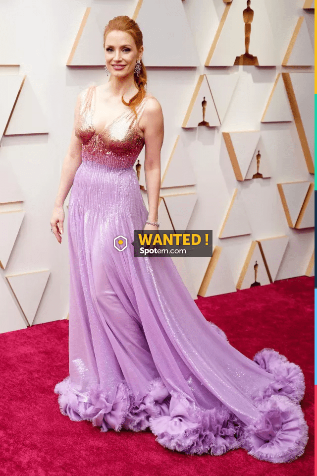 Gucci Long Lilac Dress worn by Jessica Chastain on Oscars 2022 Red(00)