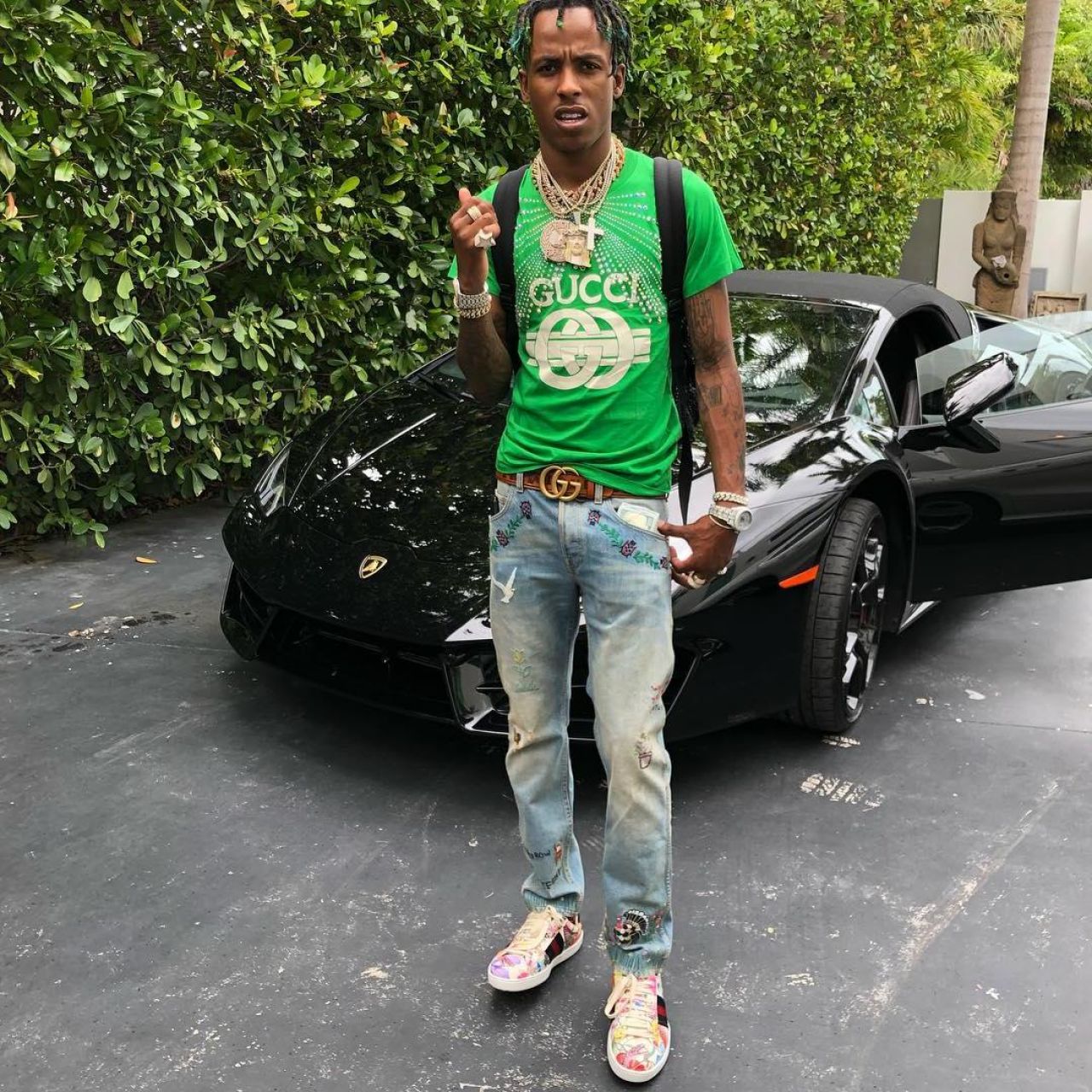 Costum Gucci Ace Sneakers worn by Rich The Kid on Instagram | Spotern