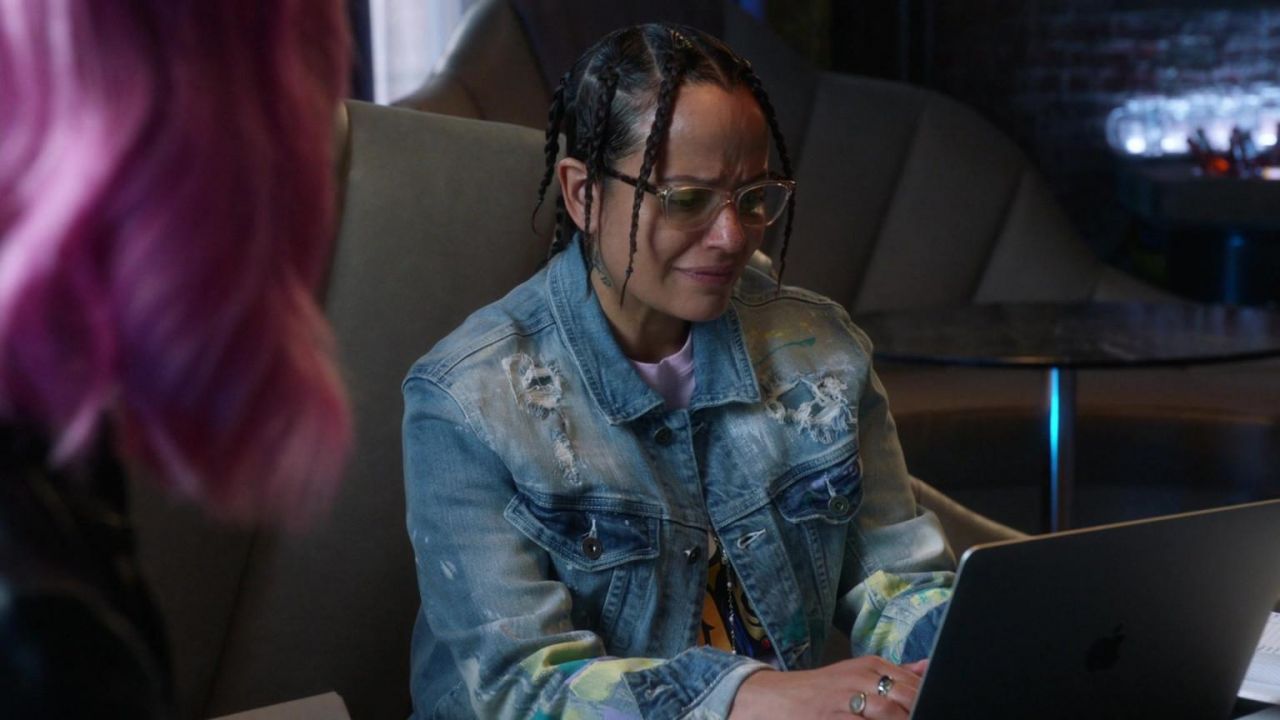 Distressed Denim Jacket worn by Quiet Ann (Judy Reyes) as seen in Claws