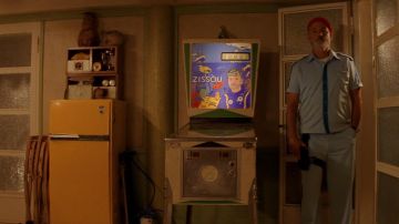 The pinball machine in the likeness of Steve Zissou in The life aquatic