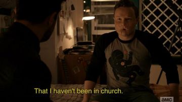 The t-shirt Eugene, or "Arseface" (Ian Colletti) in Preacher S01E02