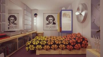 The cover of the bed in a clockwork Orange