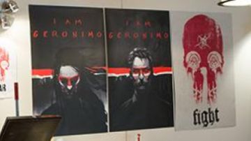 El cartel "Lucha" calavera, drones, puño en alto... de la resistencia en Colonia