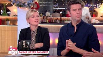 Camisa estampada de Anne-Élisabeth Lemoine en el desfile Cà vous del 14 de diciembre de 2017