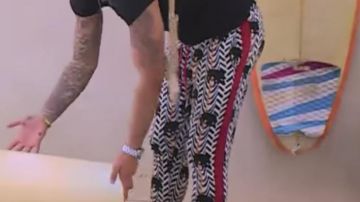 The jogging bottoms worn by Vincent Queijo in the Angels 10