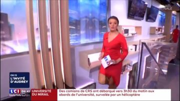 La robe tissu rouge portée par Pascale de la Tour du Pin dans la Matinale de LCI