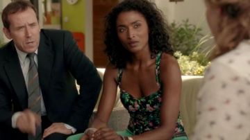 The flower bodysuit worn by Camille Bordey (Sara Martins) in Death in Paradise
