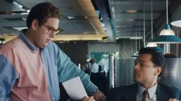 Camisa de bloque de color pastel usada por Donnie Azoff (Jonah Hill) como se ve en The Wolf of Wall Street Wardrobe