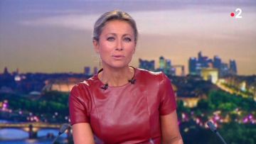 La robe en cuir rouge portée par Anne-Sophie Lapix dans le Journal de 20h de France 2 du 29/08/18