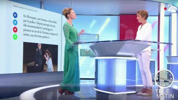 La robe verte portée par Julia Livage dans Télématin du 13 août 2018