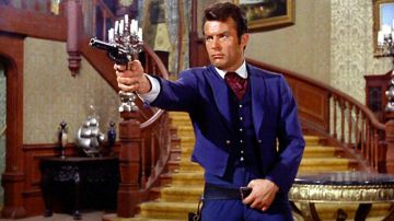 The bolero jacket blue of James West (Robert Conrad) in The mysteries of the West