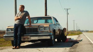 The running shoes brown worn by Roy Cady (Ben Foster) in Galveston