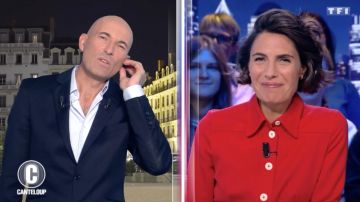 La chemise rouge portée par Alessandra Sublet dans C'est Canteloup du 23 octobre 2018