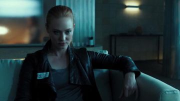 The leather jacket worn by Amanda (Deborah Ann Woll) in Escape Game