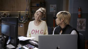 OMG Yellow Sweater worn by Tree Gelbman (Jessica Rothe) as seen in Happy Death Day 2U