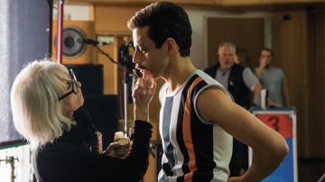 Stripe tank tee worn by Freddie Mercury (Rami Malek) as seen in on the set Bohemian Rhapsody