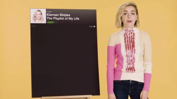 Sweatshirt worn by Kiernan Shipka in his video Creates the Playlist to Her Life by Teen Vogue