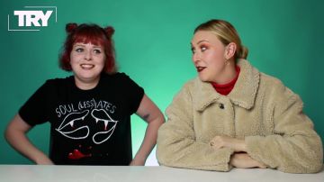 Soul less mates Tee worn by the girl in the video Irish People try American Halloween Candy