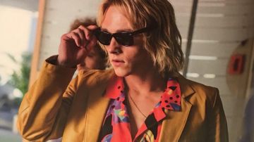 Orange printed shirt worn by Roger Taylor (Ben Hardy) as seen in Bohemian Rhapsody