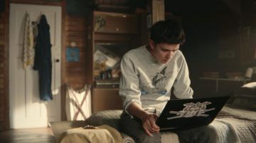 Birds Sweatshirt in Grey worn by Otis (Asa Butterfield) as seen in Sex Education S01E04