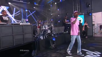 The jeans worn by Wiz Khalifa during his live set at the Wiz Khalifa live at Jimmy Kimmel Live! may 25, 2015