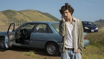 Porcelain/Pink Shirt with Black Stripes worn by Nic Sheff (Timothée Chalamet) in Beautiful Boy