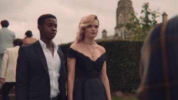 Black dress worn by Maeve (Emma Mackey) as seen in Sex Education S01E07