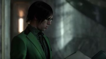 Corbata negra con borde verde usada por Edward Nygma (Cory Michael Smith) como se ve en Gotham S05E05