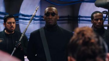 Vector (played by Mahershala Ali) outfits on Alita: Battle Angel