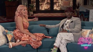 Imprimé Blanc Pantalon porté par Taye Diggs Occupé ce Soir, 19 Mars 2019