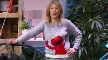 Le pull Elmo gris porté par Agathe Lecaron dans La maison des maternelles