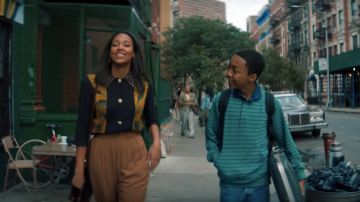 Blue shirt with yellow details and gold buttons worn by Angie Richardson (Kylie Bunbury) in When They See Us (Season 1)